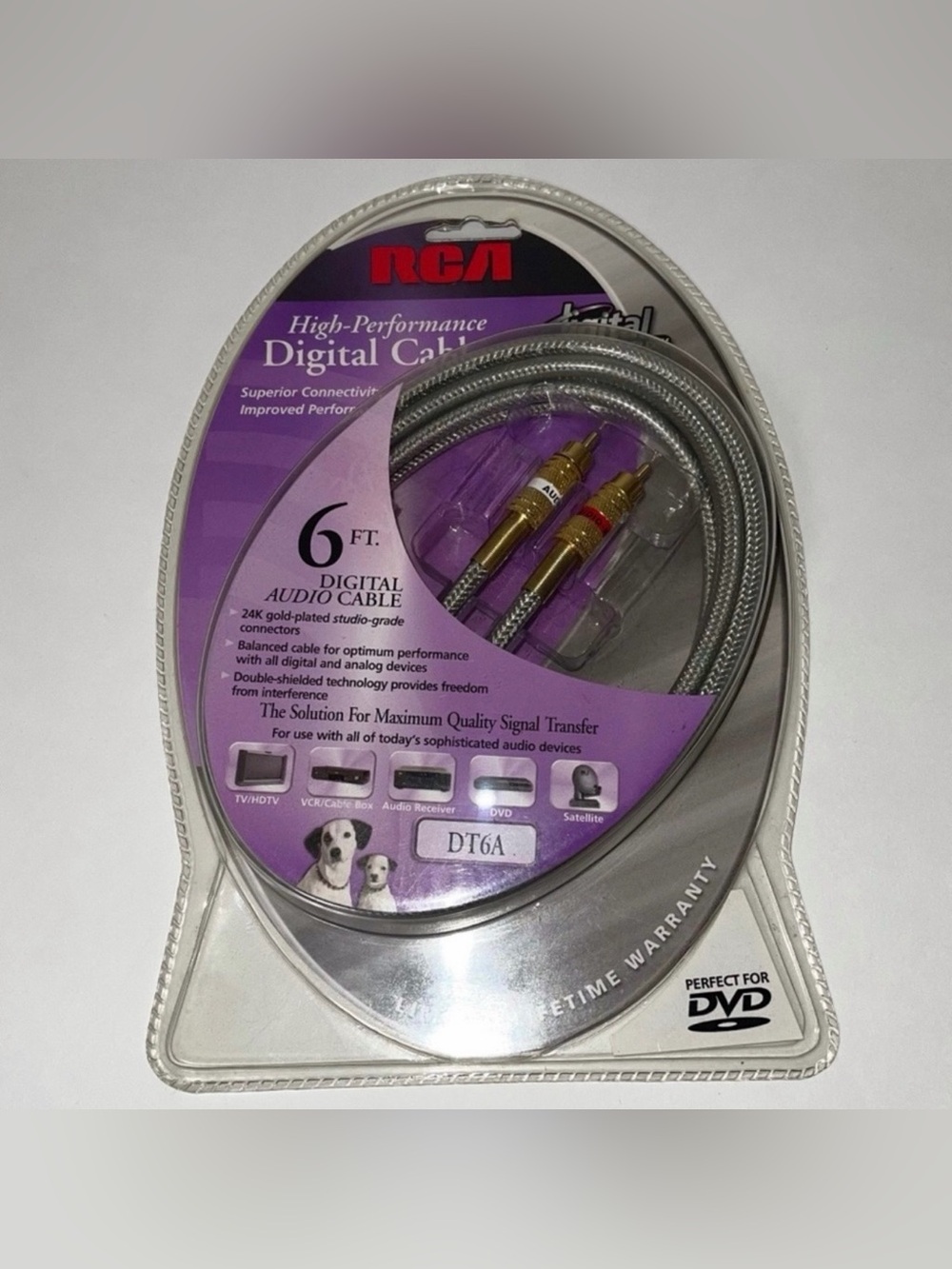 New RCA 6 ft. High-Performance 24K Gold-Plated Digital Audio TV Cable, DT6A